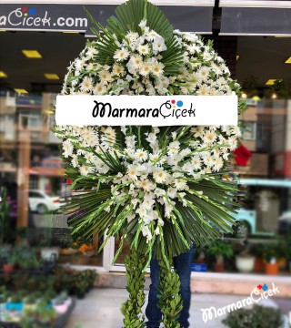 White Green Funeral Wreath