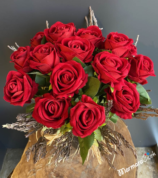 Artificial Red Roses in a Vase
